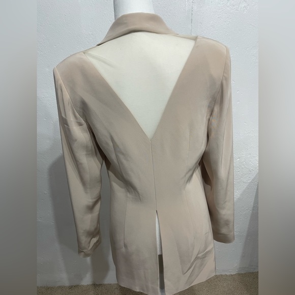 Vintage 1990s Y2K Oversized Cream Sheer Back Blazer Size 8 - Picture 6 of 6